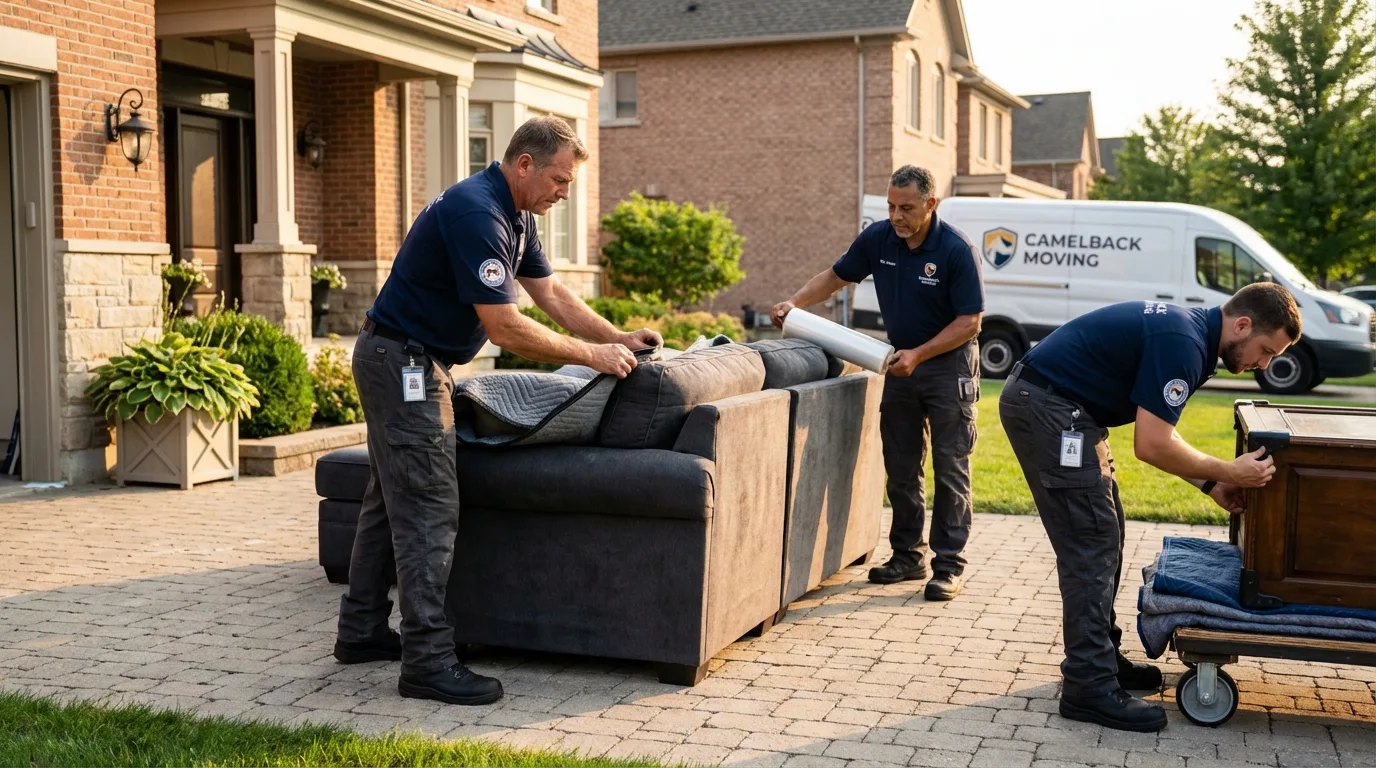 Large estate moving crew wrapping furniture in White Salmon, WA